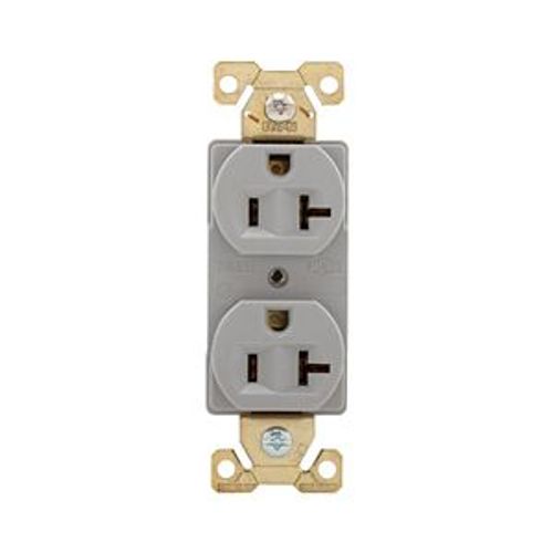 Main product image of Arrow Hart Industrial Duplex Receptacle, #14-10 Awg 20A 125V, Gray, 5-20R, Duplex, AH5352GY
