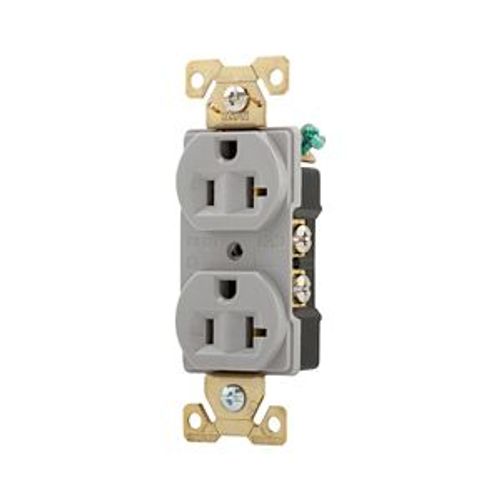 Main product image of Arrow Hart Industrial Duplex Receptacle, #14-10 Awg 20A 125V, Gray, 5-20R, Duplex, AH5352GY