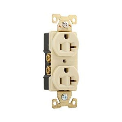Main product image of Arrow Hart Industrial Duplex Receptacle, #14-10 Awg 20A 125V, Ivory, 5-20R, Duplex, AH5352V