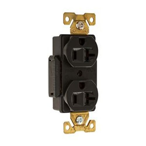 Main product image of Arrow Hart Industrial Duplex Receptacle, #14-10 Awg 20A 125V, Black Face Base, 5-20R, Duplex, AH5362BK