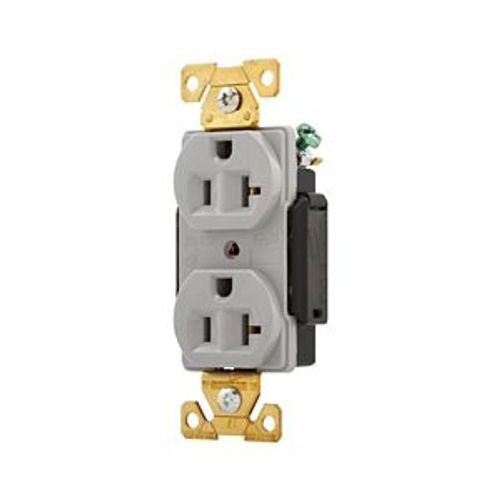 Main product image of Arrow Hart Industrial Duplex Receptacle, #14-10 Awg 20A 125V, Gray Face Base, 5-20R, Duplex, AH5362GY