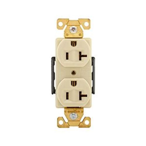 Main product image of Arrow Hart Industrial Duplex Receptacle, #14-10 Awg 20A 125V, Ivory Face Base, 5-20R, Duplex, AH5362V