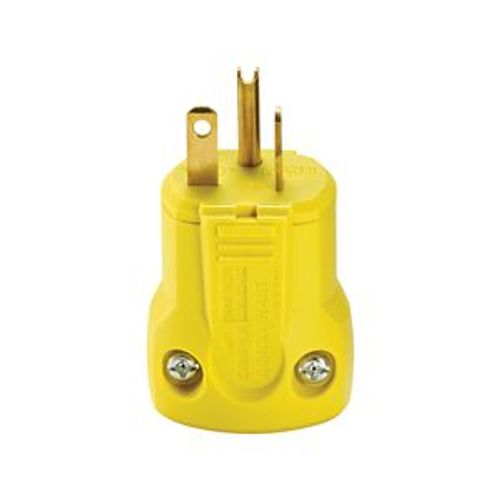 Main product image of Arrow Hart Quick Grip Straight Blade Plug, #18-12 Awg 20A 125V, Yellow, 5-20P, 2-Pole 3-Wire, AH5364Y