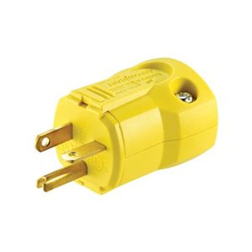Main product image of Arrow Hart Quick Grip Straight Blade Plug, #18-12 Awg 20A 125V, Yellow, 5-20P, 2-Pole 3-Wire, AH5364Y
