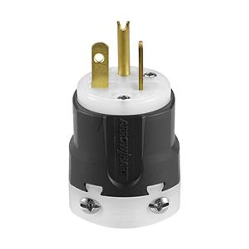 Main product image of Arrow Hart Ultra Grip Straight Blade Plug, #16-#12 Awg 20A 125V, Black, 5-20P, 2-Pole 3-Wire, AH5366