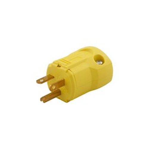 Main product image of Arrow Hart Quick Grip Straight Blade Plug, #18-12 Awg 20A, 250V, Yellow, 5-20P, 2-Pole 3-Wire, AH5464Y