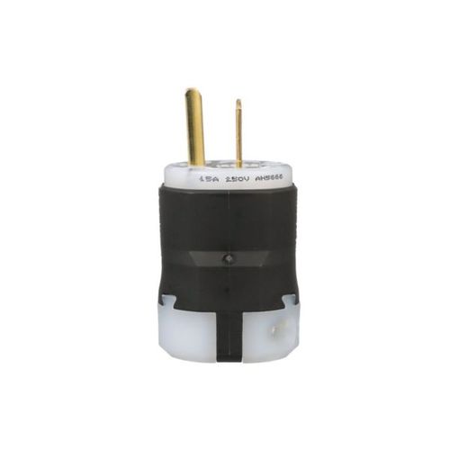 Main product image of Arrow Hart Ultra Grip Straight Blade Plug, #18-#12 Awg 15A, 250V, Black, 6-15P, 2-Pole 3-Wire, AH5666