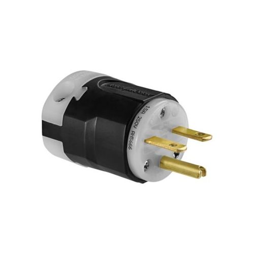 Main product image of Arrow Hart Ultra Grip Straight Blade Plug, #18-#12 Awg 15A, 250V, Black, 6-15P, 2-Pole 3-Wire, AH5666