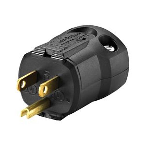 Main product image of Arrow Hart Quick Grip Straight Blade Plug, #18-12 Awg 15A 125V, Black, 5-15P, 2-Pole 3-Wire, AH5965BK