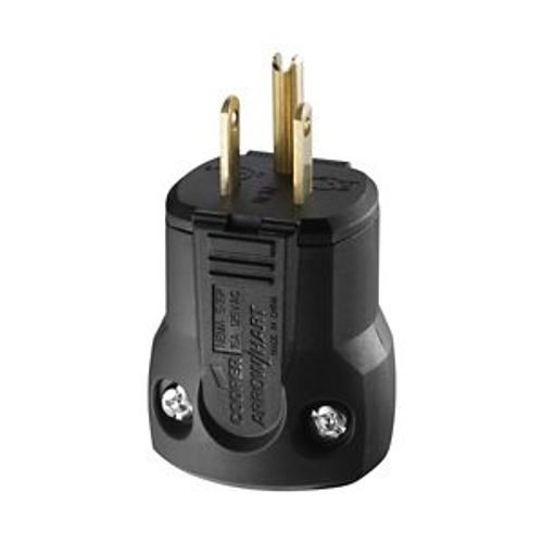 Main product image of Arrow Hart Quick Grip Straight Blade Plug, #18-12 Awg 15A 125V, Black, 5-15P, 2-Pole 3-Wire, AH5965BK
