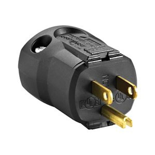 Main product image of Arrow Hart Quick Grip Straight Blade Plug, #18-12 Awg 15A 125V, Black, 5-15P, 2-Pole 3-Wire, AH5965BK