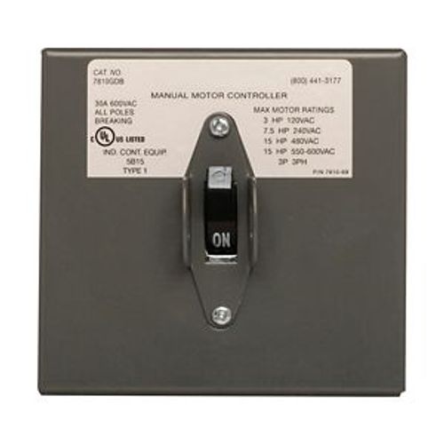 Main product image of Manual Motor Controller, #14-10 Awg 30A, 600V, Front Wired Screw & Clamp, Maintained Contact, AH7810GDB