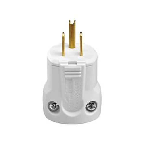 Main product image of Arrow Hart Quick Grip Straight Blade Plug, #18-12 Awg 15A 125V, White, 5-15P, 2-Pole 3-Wire, AH8115W