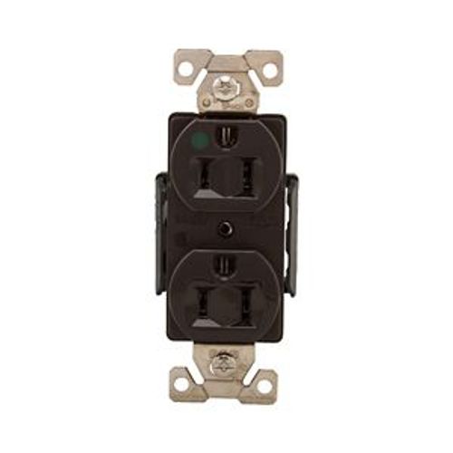 Main product image of Arrow Hart Standard Duplex Receptacle, #14-10 Awg 15A, Healthcare 125V, Brown, Duplex, AH8200B