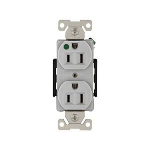 Main product image of Arrow Hart Standard Duplex Receptacle, #14-10 Awg 15A, Healthcare 125V, Gray, Duplex, AH8200GY