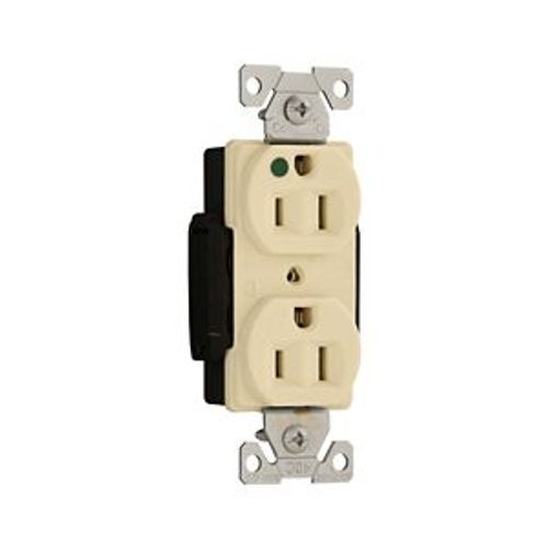 Main product image of Arrow Hart Standard Duplex Receptacle, #14-10 Awg 15A, 125V, Ivory Auto-Grounding, AH8200V
