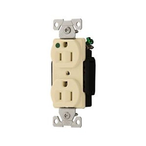Main product image of Arrow Hart Standard Duplex Receptacle, #14-10 Awg 15A, 125V, Ivory Auto-Grounding, AH8200V