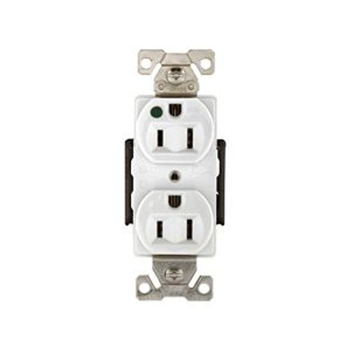 Main product image of Arrow Hart Standard Duplex Receptacle, #14-10 Awg 15A, 125V, Duplex, Auto-Grounding, AH8200W