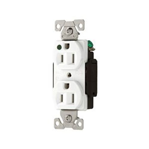 Main product image of Arrow Hart Standard Duplex Receptacle, #14-10 Awg 15A, 125V, Duplex, Auto-Grounding, AH8200W