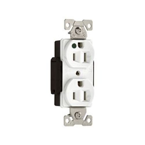 Main product image of Arrow Hart Standard Duplex Receptacle, #14-10 Awg 15A, 125V, Duplex, Auto-Grounding, AH8200W