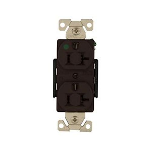 Main product image of Arrow Hart Duplex Receptacle, #14-10 Awg 20A, Healthcare 125V, Brown Face Base, 5-20R, Duplex, AH8300B