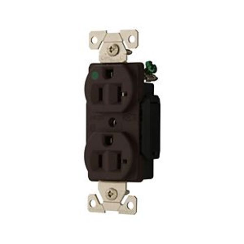 Main product image of Arrow Hart Duplex Receptacle, #14-10 Awg 20A, Healthcare 125V, Brown Face Base, 5-20R, Duplex, AH8300B