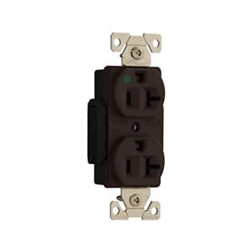 Main product image of Arrow Hart Duplex Receptacle, #14-10 Awg 20A, Healthcare 125V, Brown Face Base, 5-20R, Duplex, AH8300B