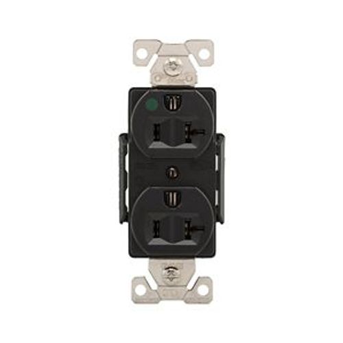 Main product image of Arrow Hart Duplex Receptacle, #14-10 Awg 20A, Healthcare 125V, Black Face Base, 5-20R, Duplex, AH8300BK