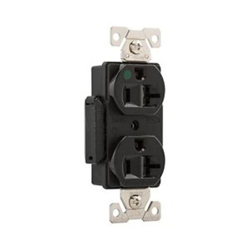 Main product image of Arrow Hart Duplex Receptacle, #14-10 Awg 20A, Healthcare 125V, Black Face Base, 5-20R, Duplex, AH8300BK