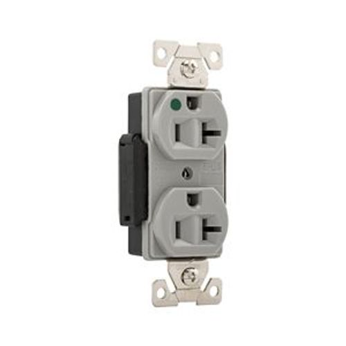 Main product image of Arrow Hart Duplex Receptacle, #14-10 Awg 20A, Healthcare 125V, Gray Face Base, 5-20R, Duplex, AH8300GY