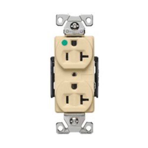 Main product image of Arrow Hart Duplex Receptacle, #14-10 Awg 20A, 125V, Ivory Face Base, 5-20R, 2-Pole 3-Wire, AH8300V
