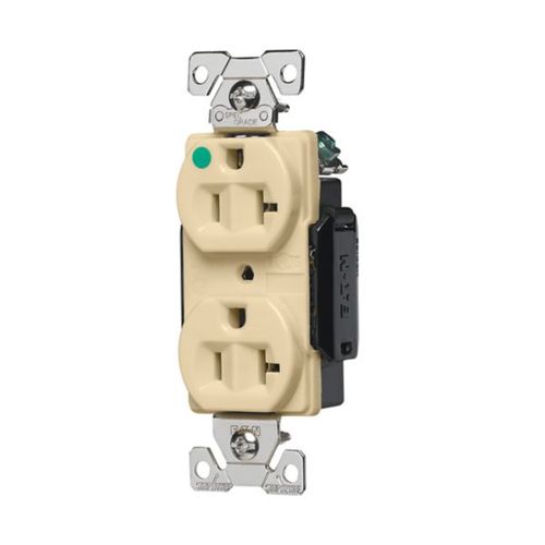 Main product image of Arrow Hart Duplex Receptacle, #14-10 Awg 20A, 125V, Ivory Face Base, 5-20R, 2-Pole 3-Wire, AH8300V