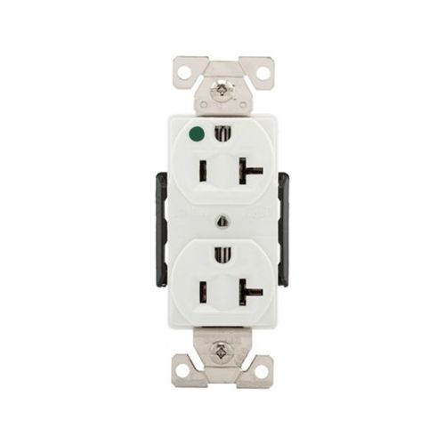 Main product image of Arrow Hart Duplex Receptacle, #14-10 Awg 20A, Healthcare 125V Face Base, 5-20R, 2-Pole 3-Wire, AH8300W