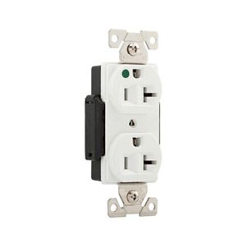 Main product image of Arrow Hart Duplex Receptacle, #14-10 Awg 20A, Healthcare 125V Face Base, 5-20R, 2-Pole 3-Wire, AH8300W