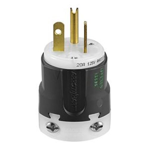 Main product image of Arrow Hart Ultra Grip Straight Blade Plug, #18 To 12 Awg 15A 125V, 5-20P, 2-Pole 3-Wire, AH8315HG