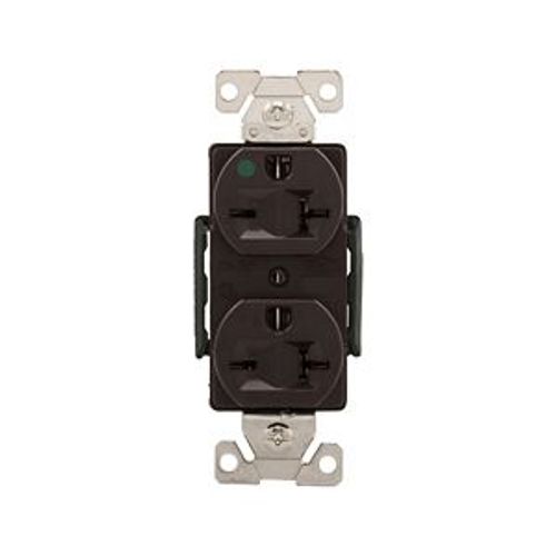 Main product image of Arrow Hart Duplex Receptacle, #14-10 Awg 20A, Healthcare, 250V, Brown Face Base, 6-20R, Duplex, AH8400B