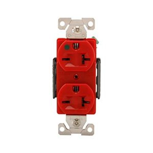 Main product image of Arrow Hart Duplex Receptacle, #14-10 Awg 20A, Healthcare, 250V, Red Face Base, 6-20R, Duplex, AH8400RD