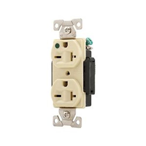 Main product image of Arrow Hart Duplex Receptacle, #14-10 Awg 20A, Healthcare, 250V, Ivory Face Base, 6-20R, Duplex, AH8400V