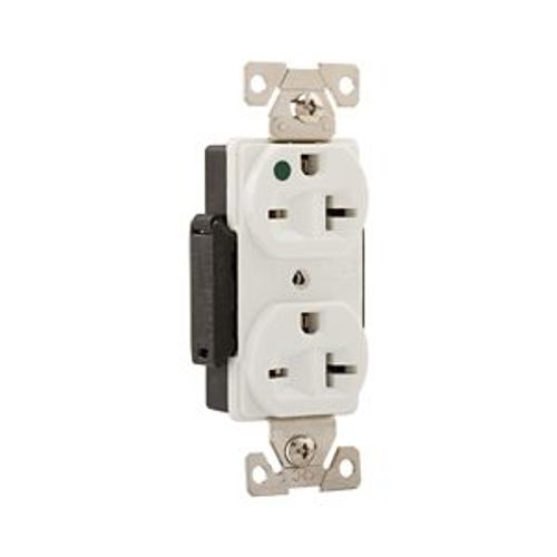 Main product image of Arrow Hart Duplex Receptacle, #14-10 Awg 20A, Healthcare, 250V Face Base, 6-20R, Duplex, AH8400W