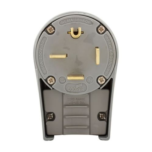 Main product image of Arrow Hart Angled Plug, #12-4 Awg 60A, Range & Dryer, 250V, Gray & 15-60P, 3-Pole, 4-Wire, AH8462AN