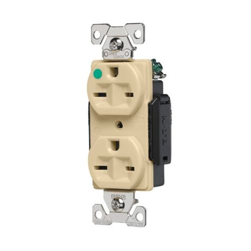 Main product image of Arrow Hart Duplex Receptacle, #14 To 10 Awg 15A, Healthcare, 250V, Ivory, 6-15R, 2-Pole 3-Wire, AH8600V