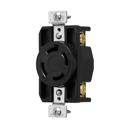 Main product image of Arrow Hart Color Coded Locking Receptacle, #14-8 Awg 30A, 600V, Black, L17-30 3-Pole 4-Wire, AHCL1730R