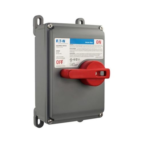 Main product image of Motor Control Disconnect Switch, #14-10 Awg 30A, Mounting Feet/Din Rail, 600V, Gray, 3-Pole, AHDS30