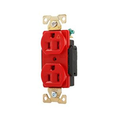 Main product image of Arrow Hart Industrial Duplex Receptacle, #14 -10Awg 15A 125V, Red Face Base, 2-Pole 3-Wire, AHIG5262RD