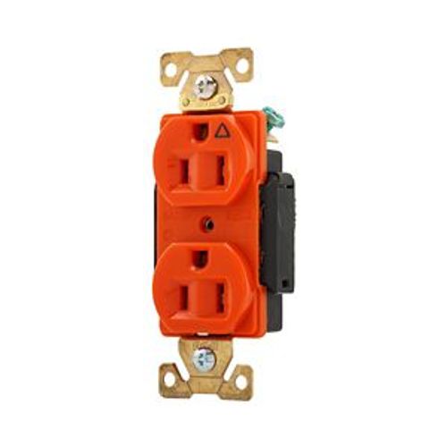 Main product image of Arrow Hart Industrial Duplex Receptacle, #14 To 10 Awg 15A 125V, Orange, 2-Pole 3-Wire, AHIG5262RN