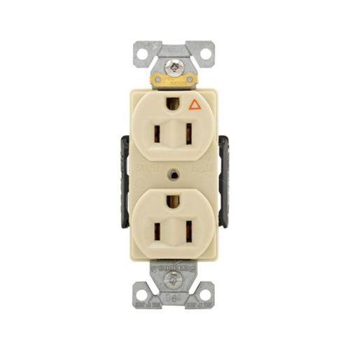 Main product image of Arrow Hart Industrial Duplex Receptacle, #14-10 Awg 15A 125V, Ivory Face Base, Isolated Ground, AHIG5262V
