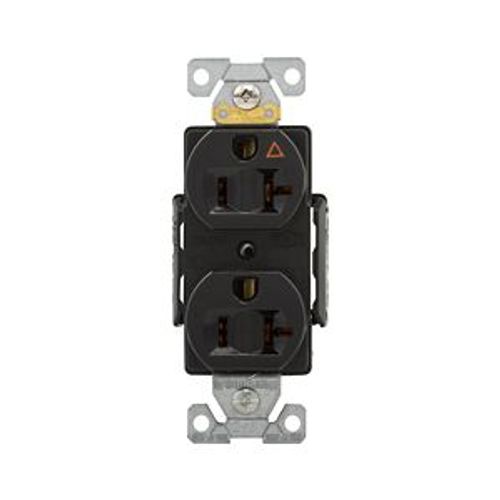 Main product image of Arrow Hart Industrial Duplex Receptacle, #14-10 Awg 20A 125V, Black Face Base, Isolated Ground, AHIG5362BK