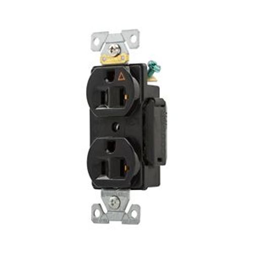 Main product image of Arrow Hart Industrial Duplex Receptacle, #14-10 Awg 20A 125V, Black Face Base, Isolated Ground, AHIG5362BK