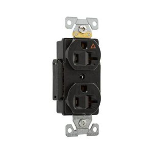 Main product image of Arrow Hart Industrial Duplex Receptacle, #14-10 Awg 20A 125V, Black Face Base, Isolated Ground, AHIG5362BK