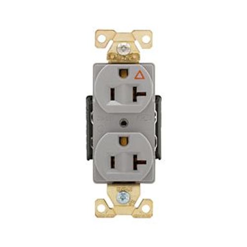 Main product image of Arrow Hart Industrial Duplex Receptacle, #14-10 Awg 20A 125V, Gray Face Base, Isolated Ground, AHIG5362GY